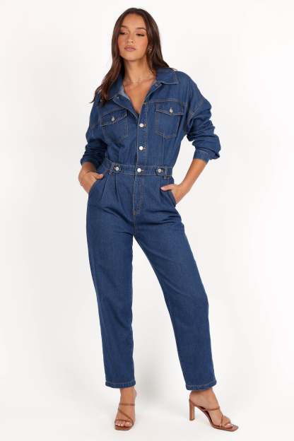 Rosa Denim Jumpsuit - Dark Denim-Sunny Prom
