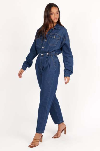 Rosa Denim Jumpsuit - Dark Denim-Sunny Prom