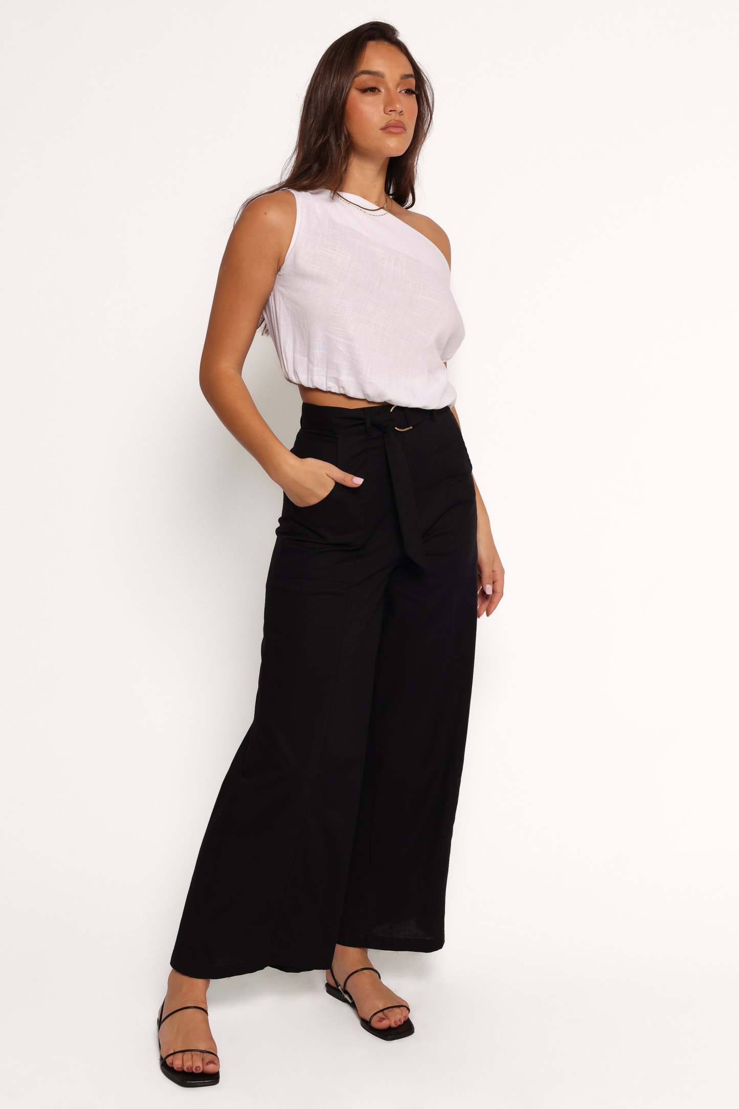 Sadie Wide Leg Pant - Black-Sunny Prom