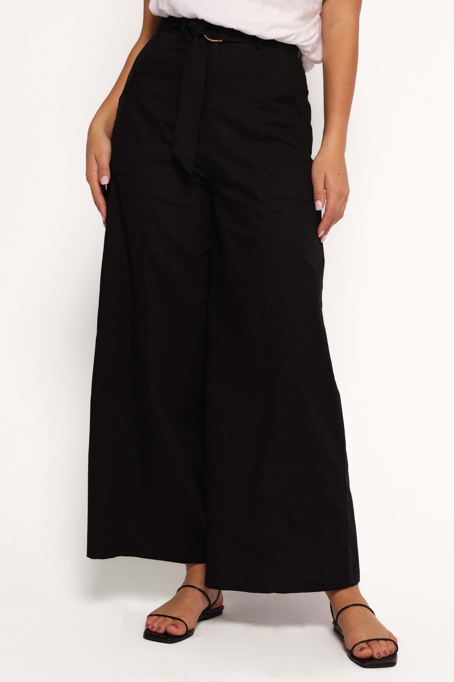 Sadie Wide Leg Pant - Black-Sunny Prom