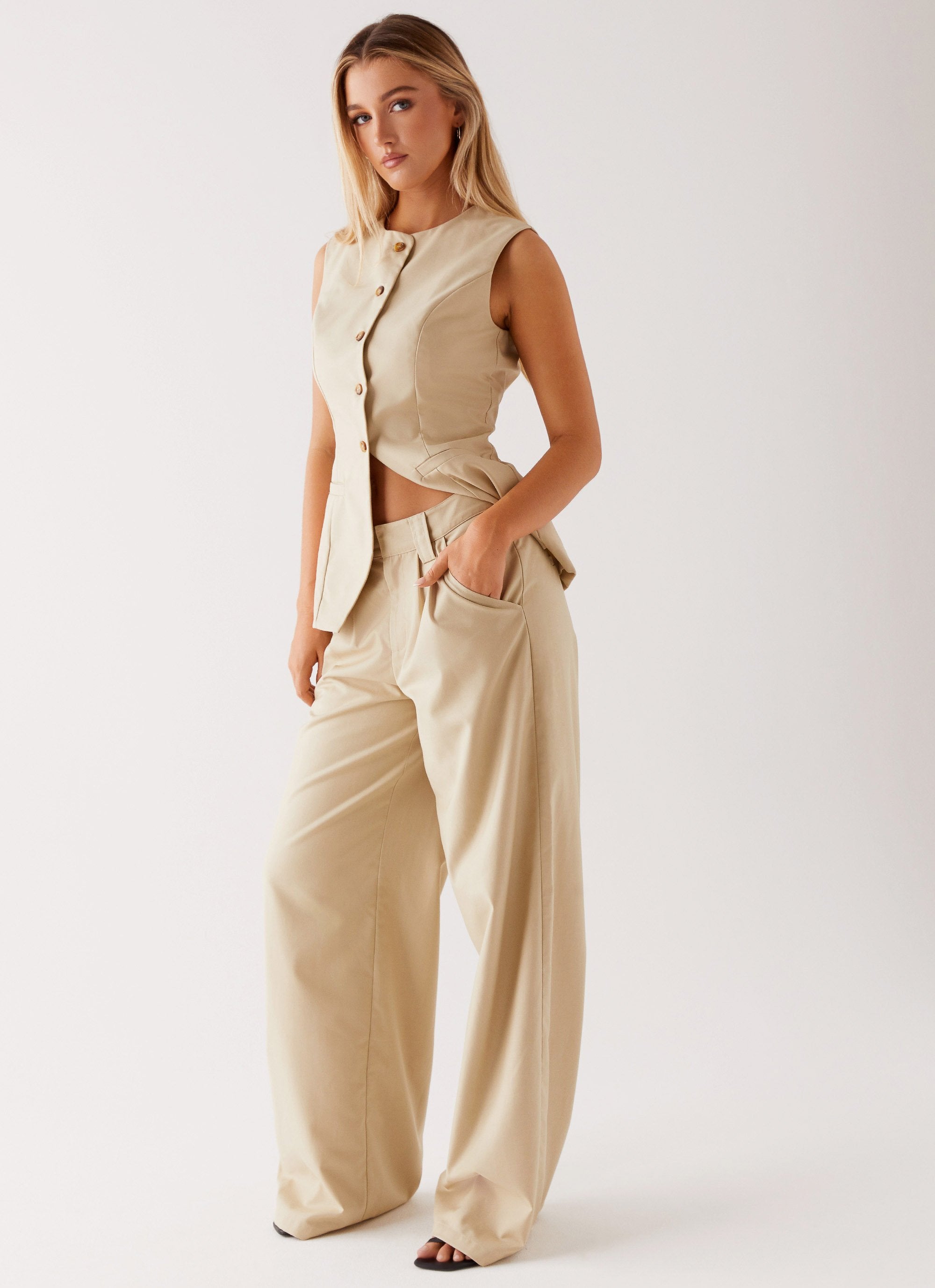 Siena Style Tailored Pants - Beige-Sunny Prom. All rights reserved.