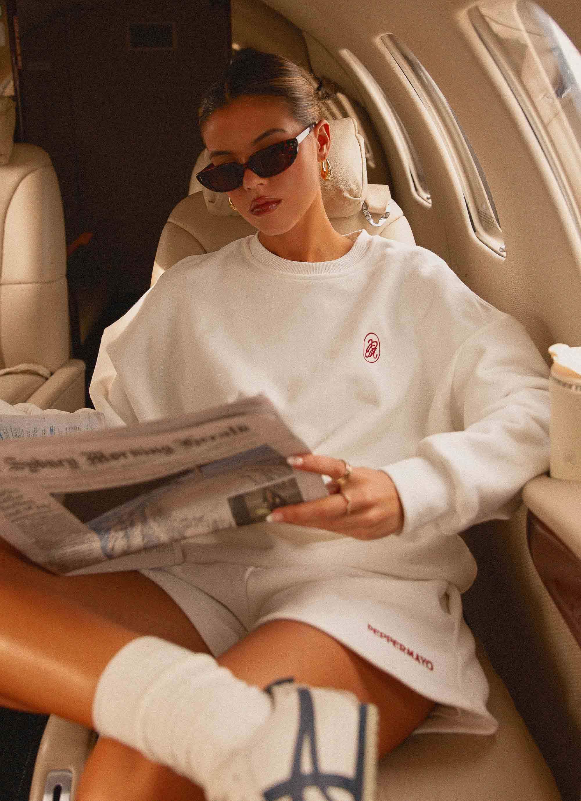 Signature Oversized Sweatshirt - Ivory-Sunny Prom. All rights reserved.
