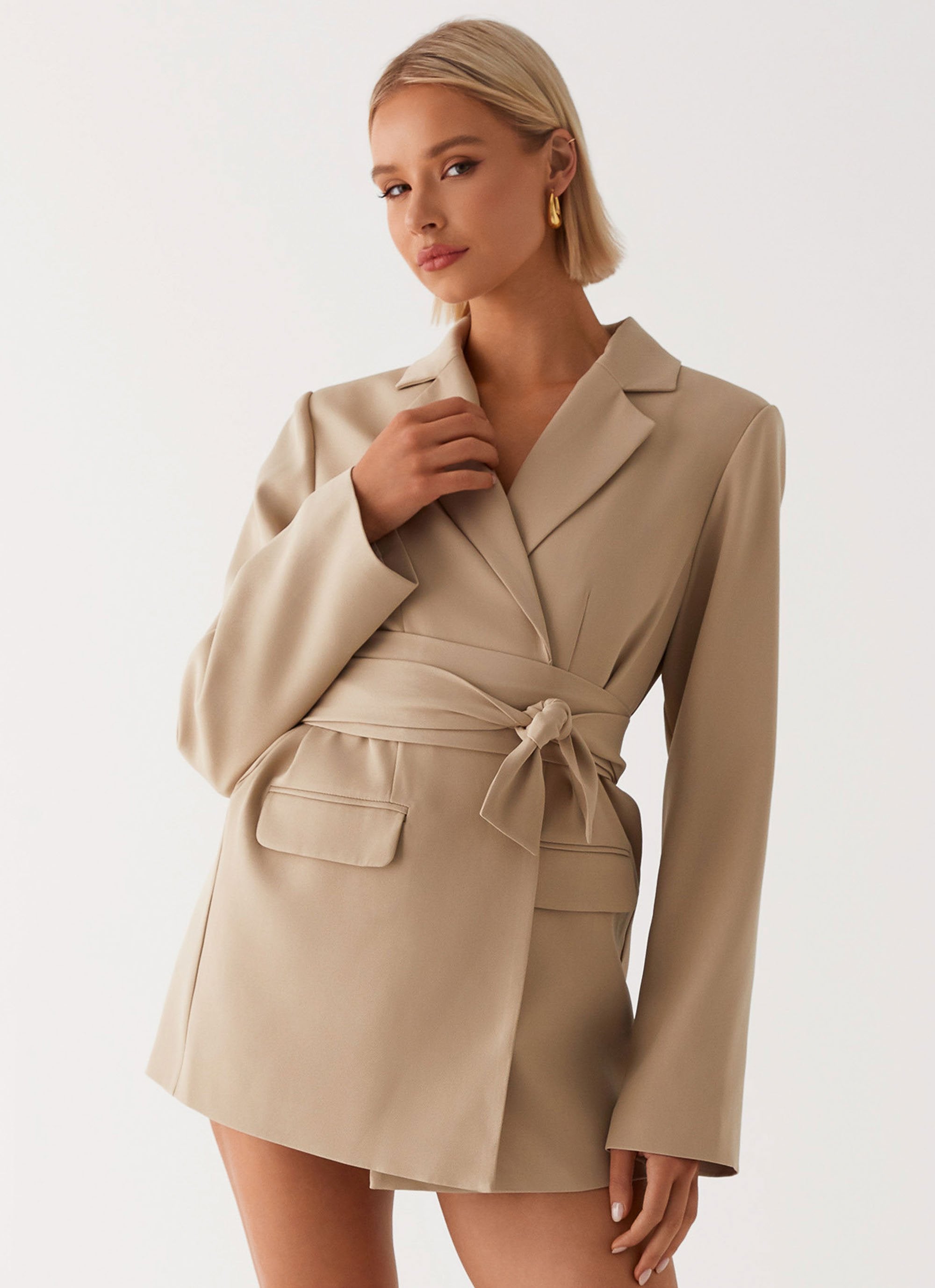 Clara Blazer Dress - Brown-Sunny Prom. All rights reserved.