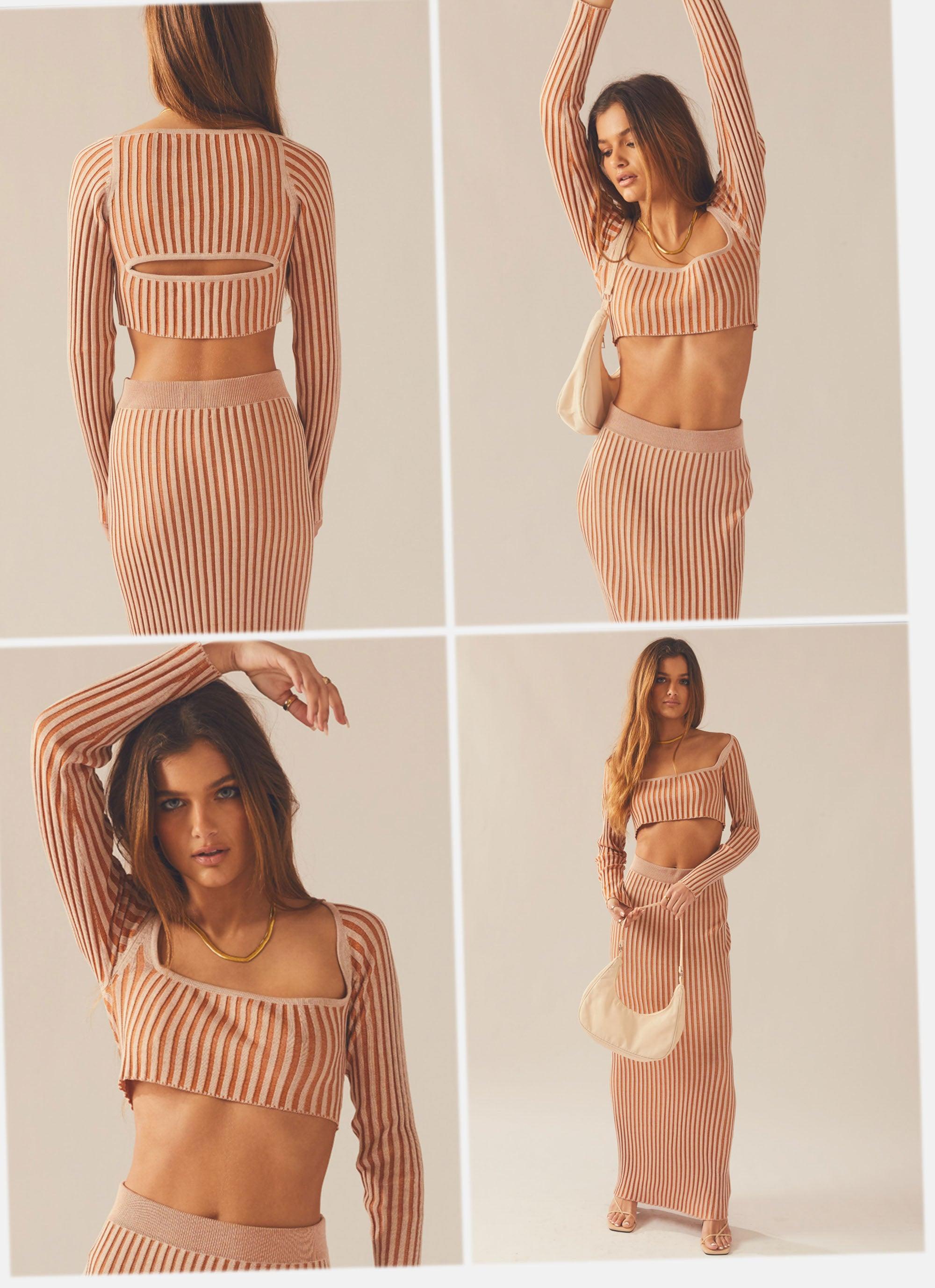 Aubrey Two-Tone Rib Top - Terracotta-Sunny Prom. All rights reserved.