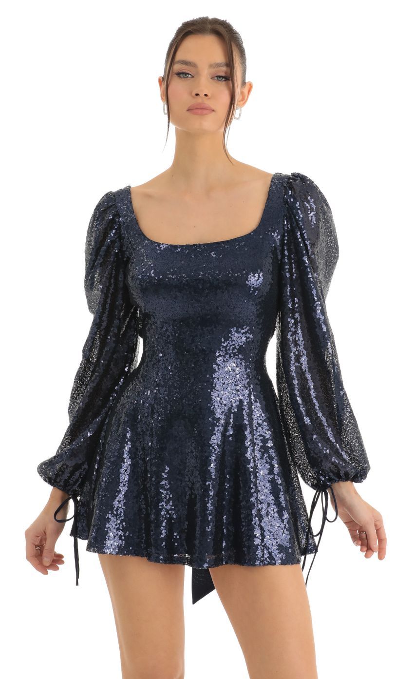 Sequin A-Line Dress in Blue-Sunny Prom. All rights reserved.
