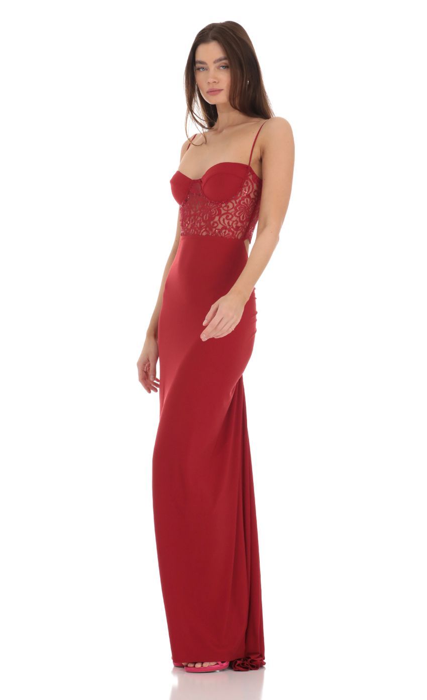 Sequin Lace Cutout Maxi Dress in Red-Sunny Prom. All rights reserved.