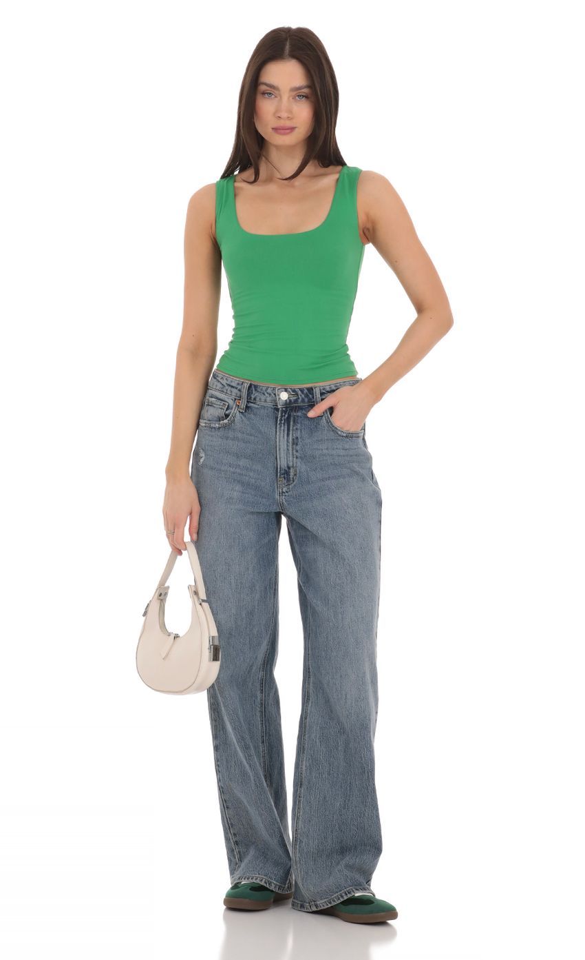 Scoop Neck Tank Top in Green-Sunny Prom. All rights reserved.