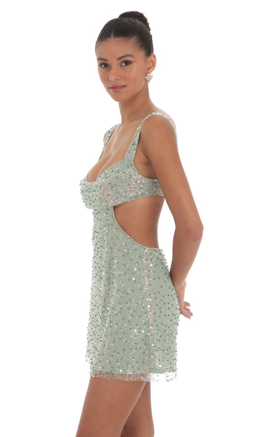 Sequin Pearl Cutout Dress in Green-Sunny Prom. All rights reserved.