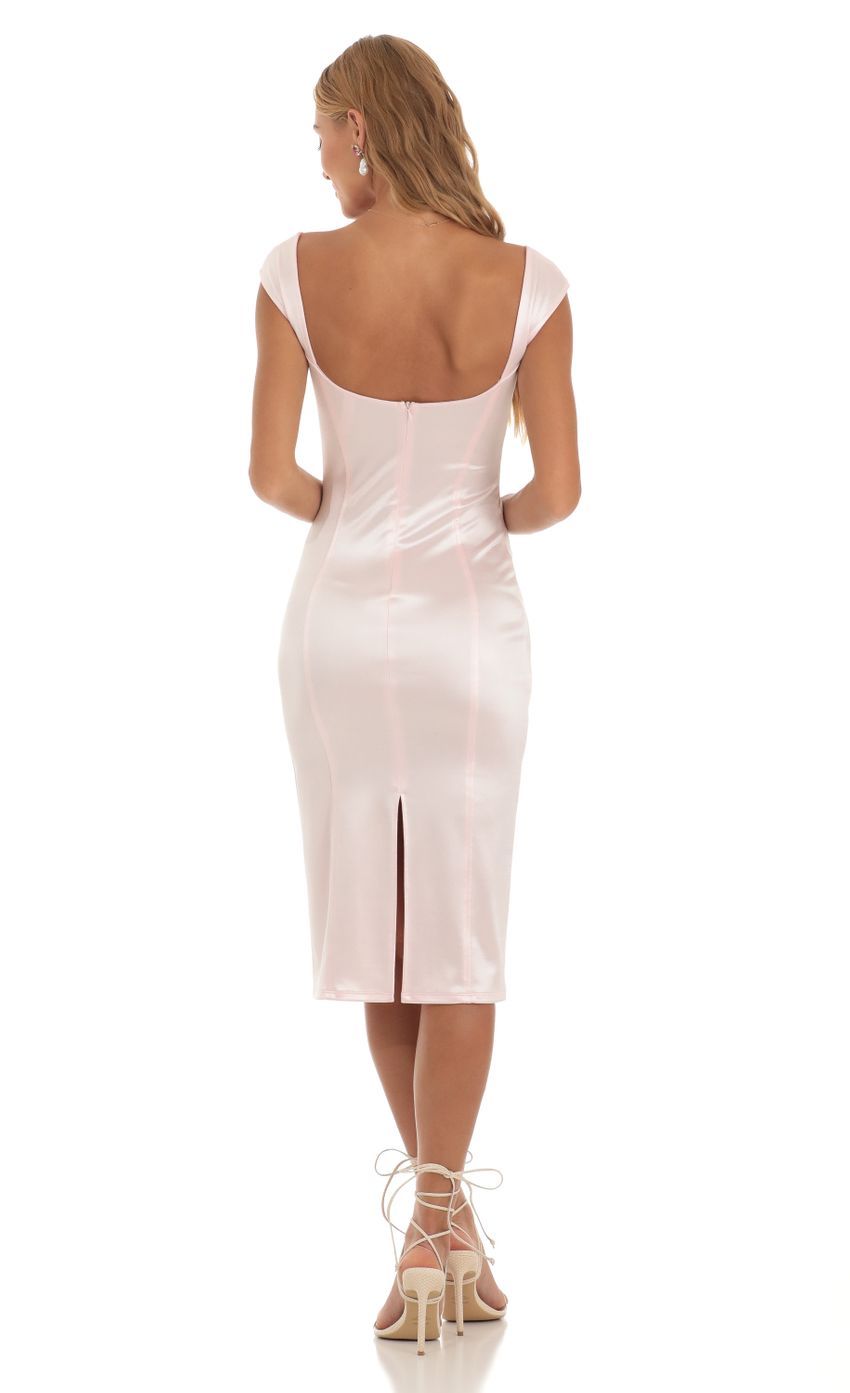 Satin Midi Dress in Pink-Sunny Prom. All rights reserved.
