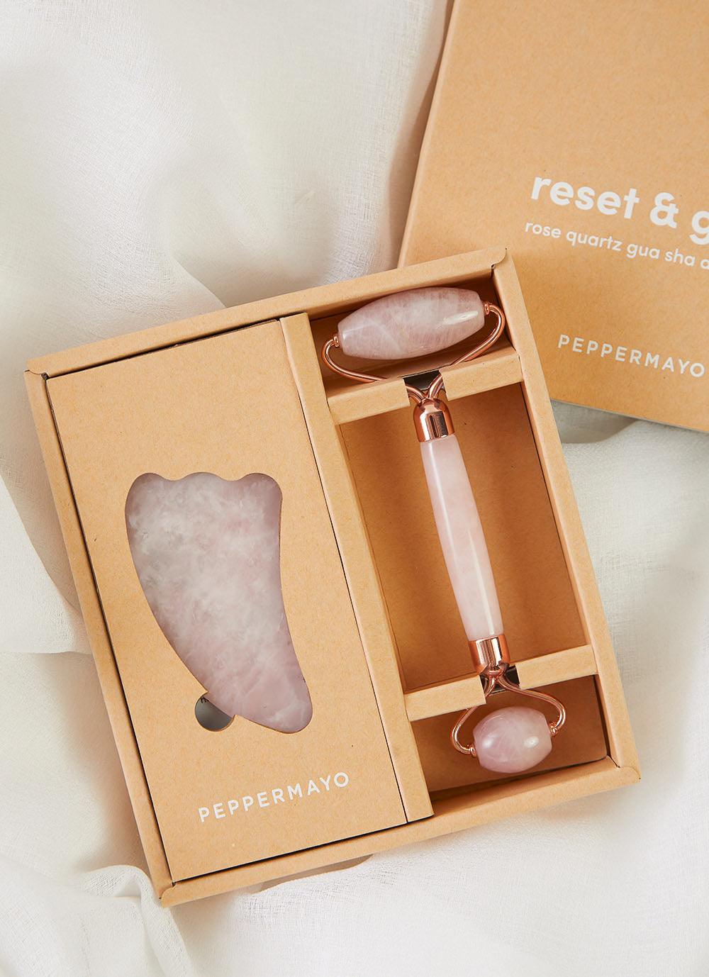 Gua Sha & Roller Set - Rose Quartz-Sunny Prom. All rights reserved.