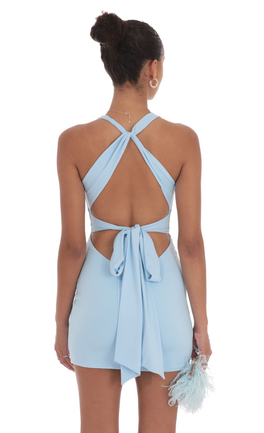 Twist Open Back Dress in Light Blue-Sunny Prom. All rights reserved.