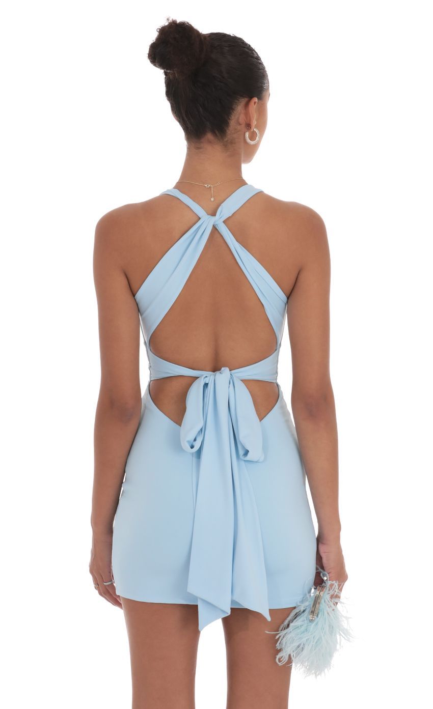Twist Open Back Dress in Light Blue-Sunny Prom. All rights reserved.