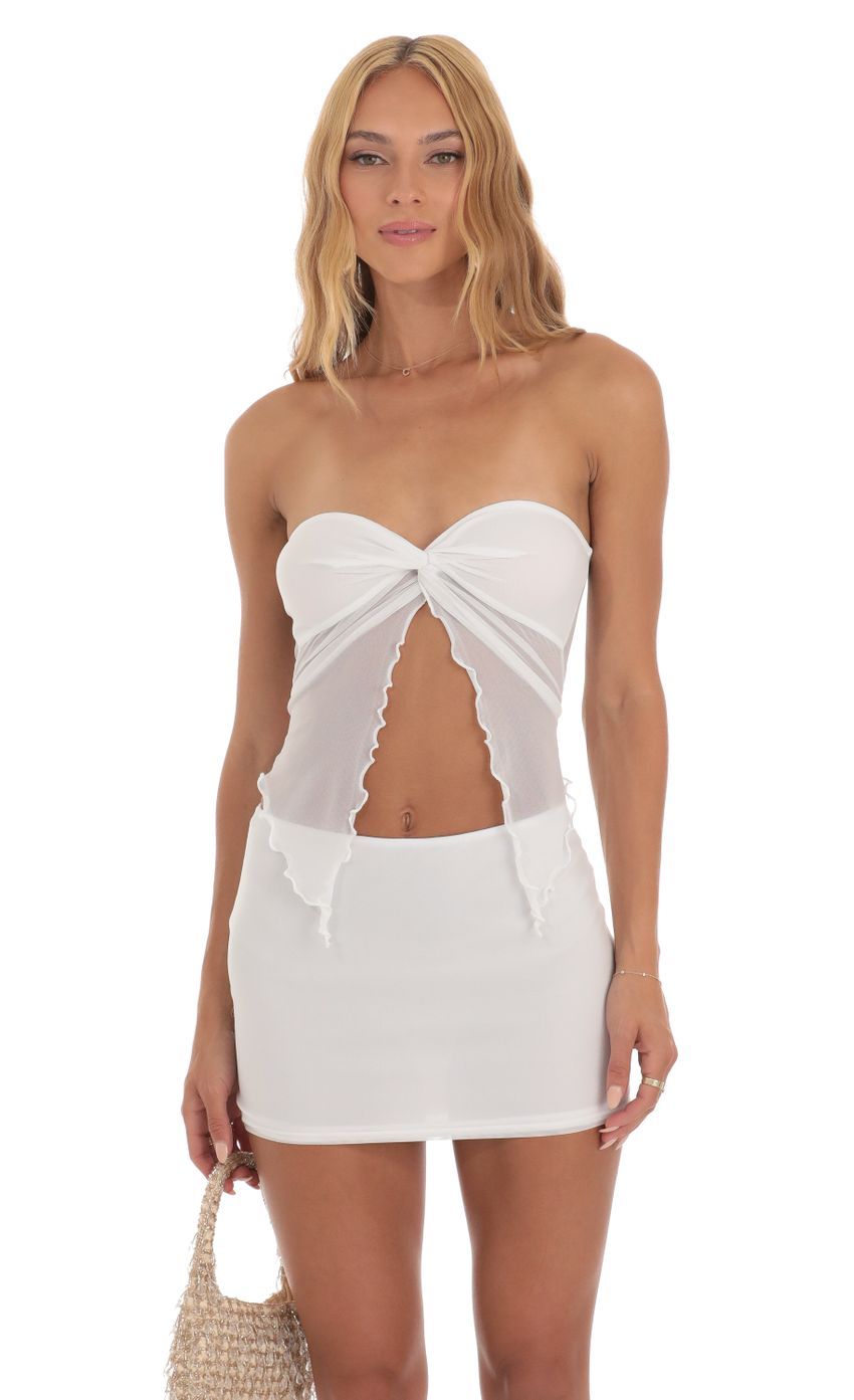 Strapless Two Piece Set in White-Sunny Prom. All rights reserved.