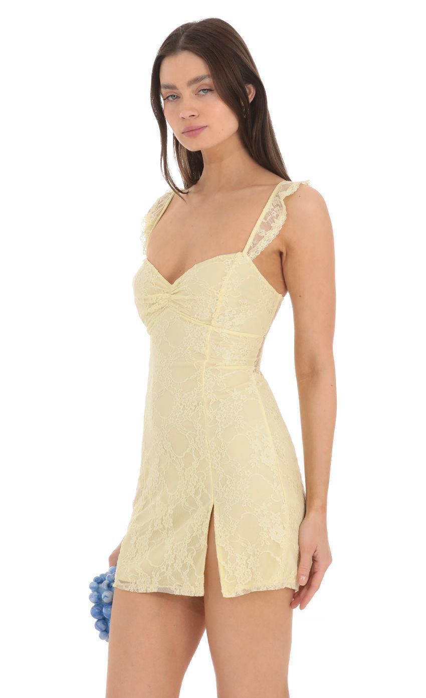 Sweetheart Neck Lace Dress in Yellow-Sunny Prom. All rights reserved.