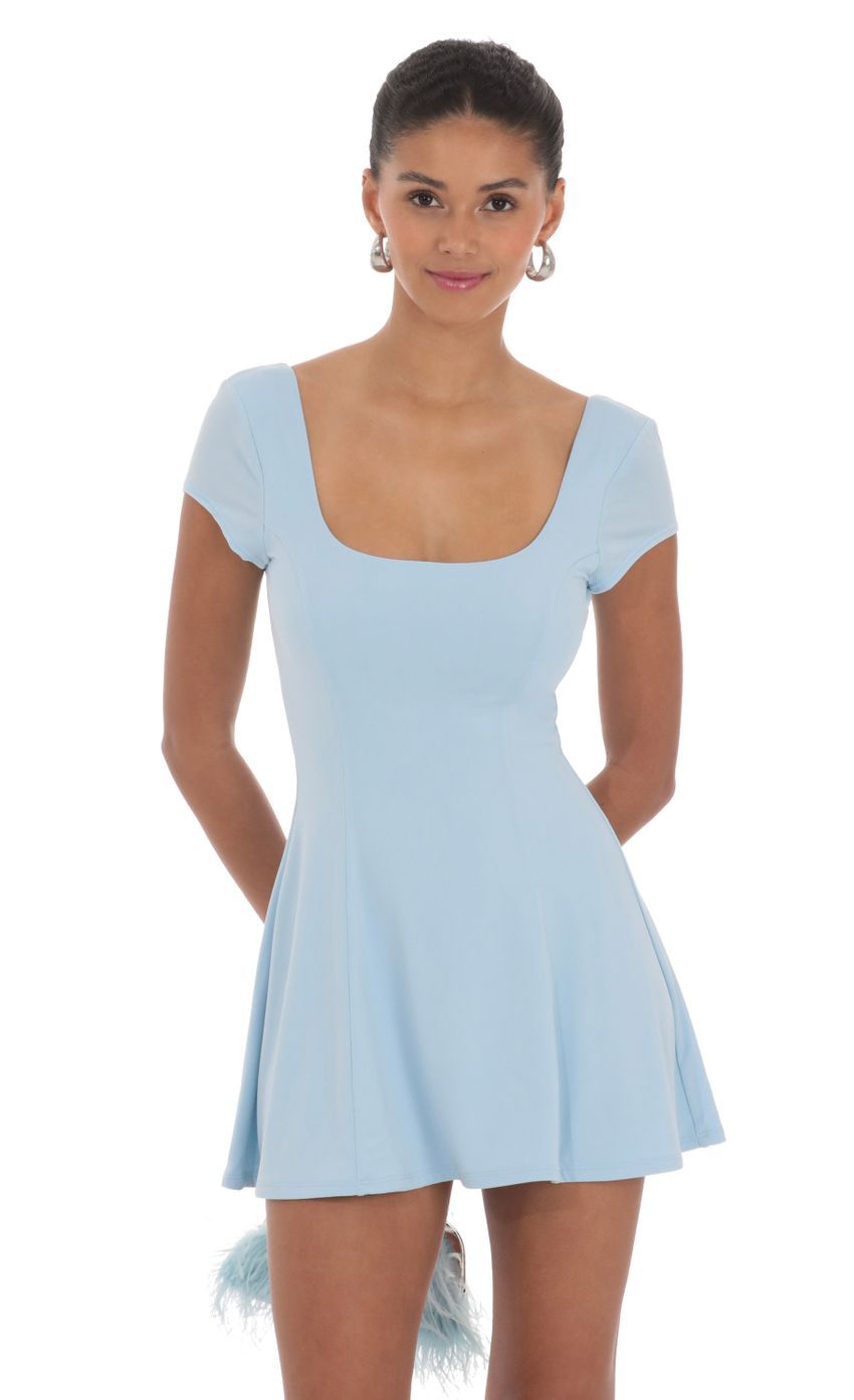 Scoop Neck Short Sleeve Dress in Blue-Sunny Prom. All rights reserved.