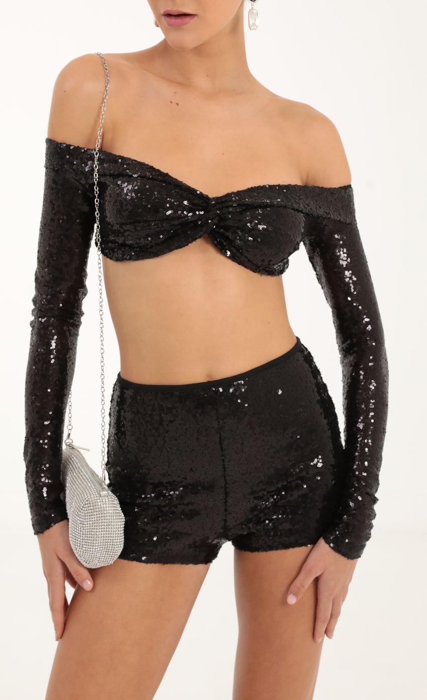 Sequin Two Piece Set in Black-Sunny Prom. All rights reserved.