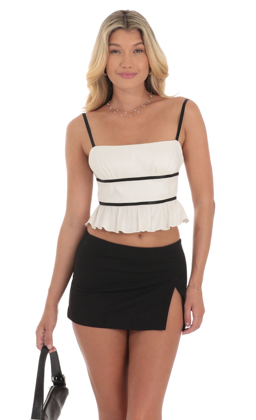 Striped Open Back Top in White-Sunny Prom. All rights reserved.