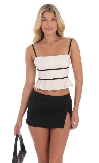 Striped Open Back Top in White-Sunny Prom. All rights reserved.