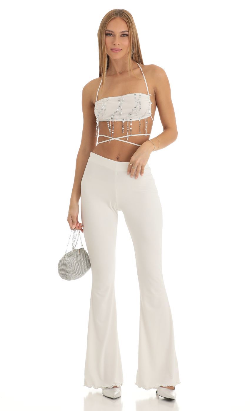 Sequin Two Piece Pant Set in White-Sunny Prom. All rights reserved.