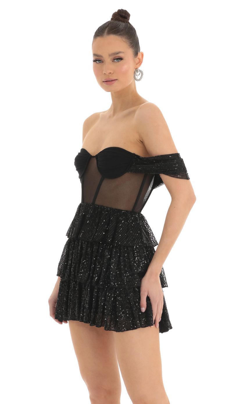 Sequin Corset Dress in Black-Sunny Prom. All rights reserved.