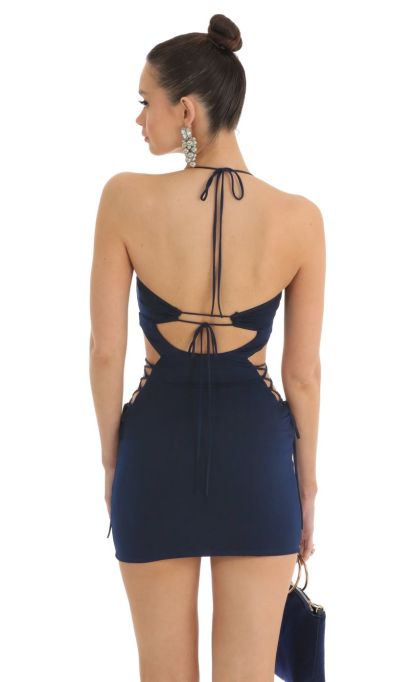 Strappy Cutout Bodycon Dress in Navy-Sunny Prom. All rights reserved.
