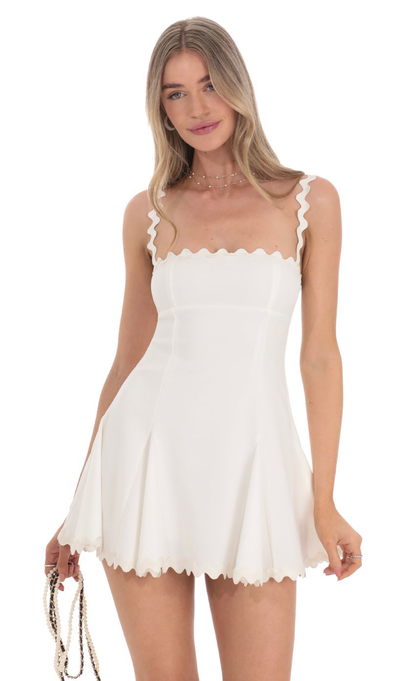 Wavy Fit and Flare Dress in White-Sunny Prom. All rights reserved.