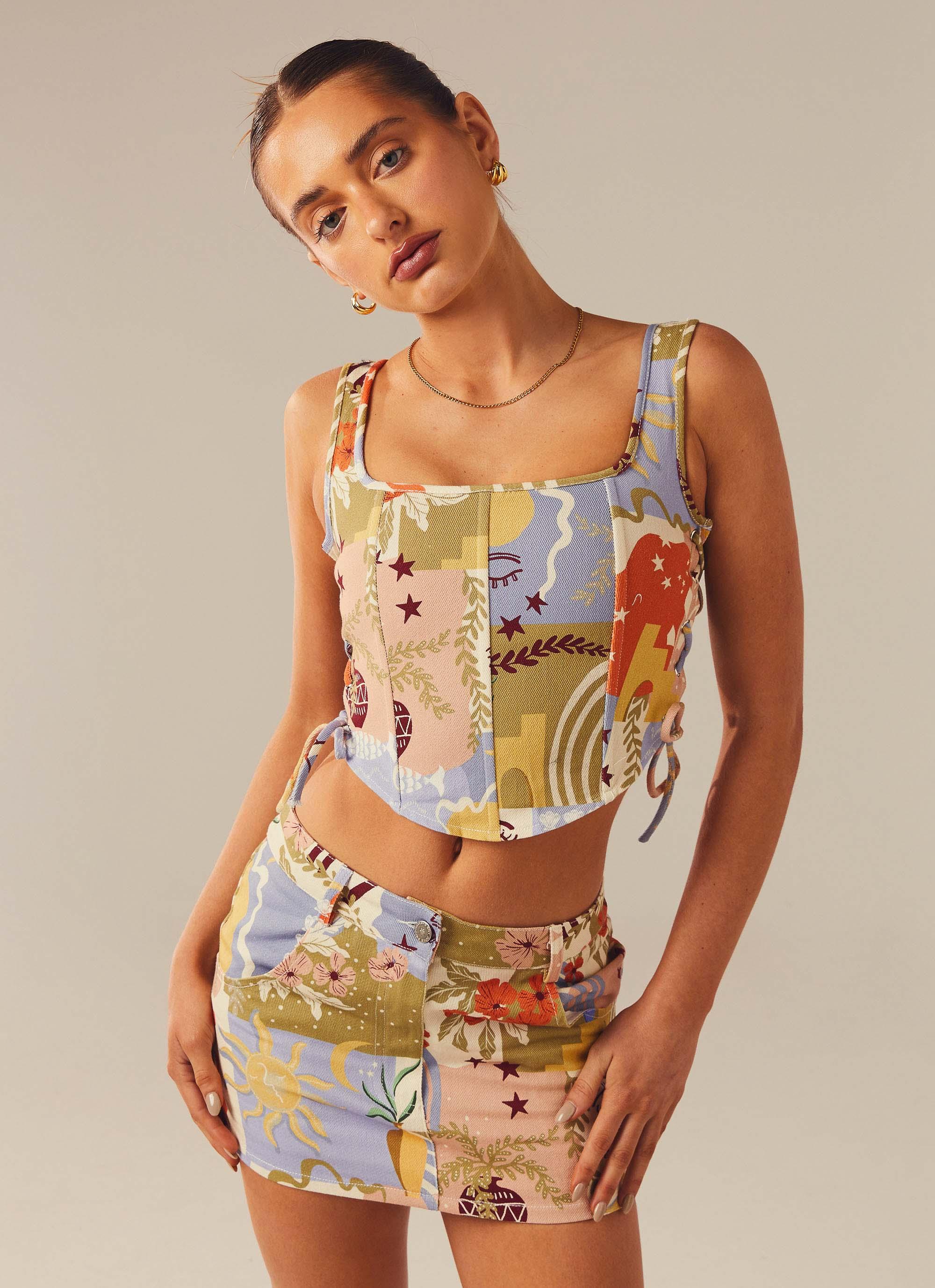 Giddy Up Denim Bustier Top - Fantasy Muse-Sunny Prom. All rights reserved.