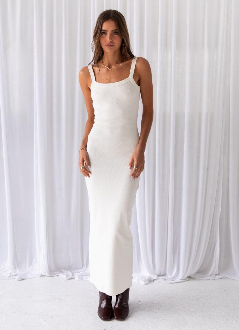 Necessity Organic Cotton Rib Maxi Dress - Ivory-Sunny Prom. All rights reserved.