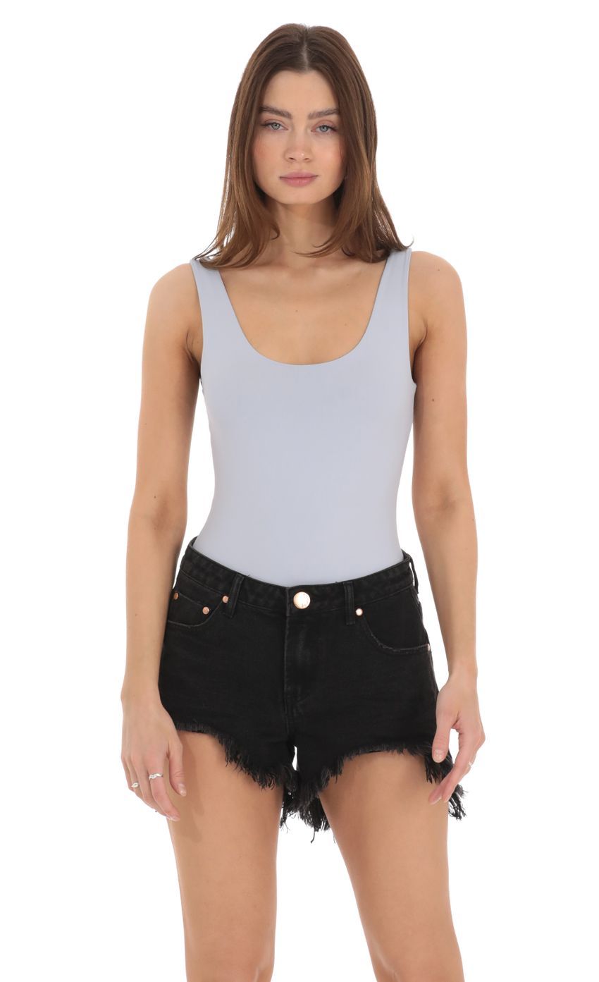 Scoop Neck Bodysuit in Ice Blue-Sunny Prom. All rights reserved.