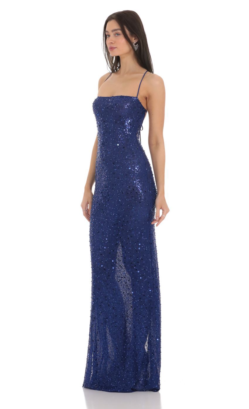 Sequin Mesh Maxi Dress in Blue-Sunny Prom. All rights reserved.