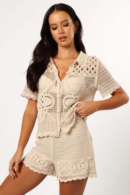 Harlowe Knit Shorts - Natural-Sunny Prom