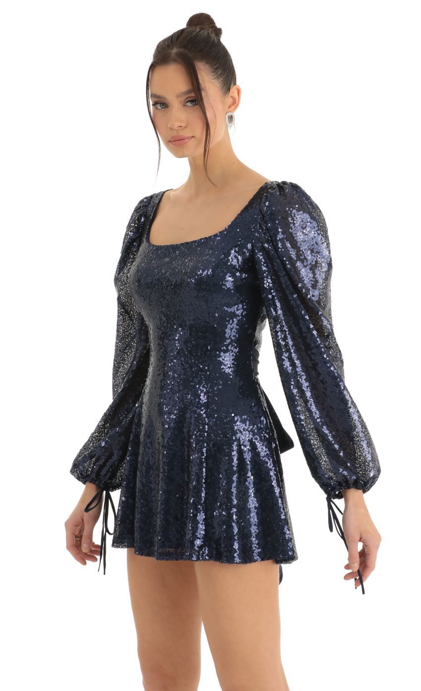 Sequin A-Line Dress in Blue-Sunny Prom. All rights reserved.