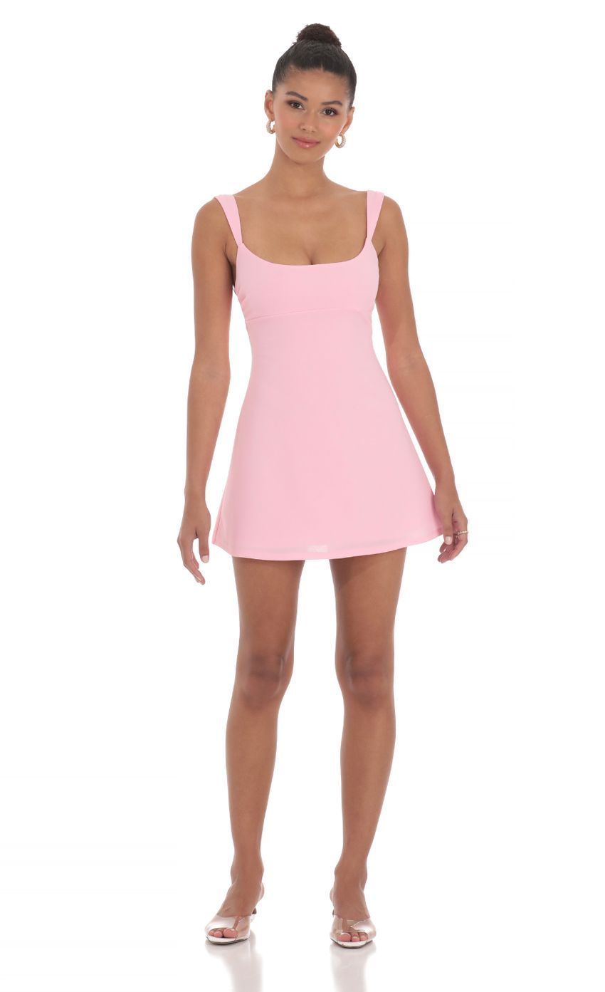 Wide Strap Flare Dress in Pink-Sunny Prom. All rights reserved.