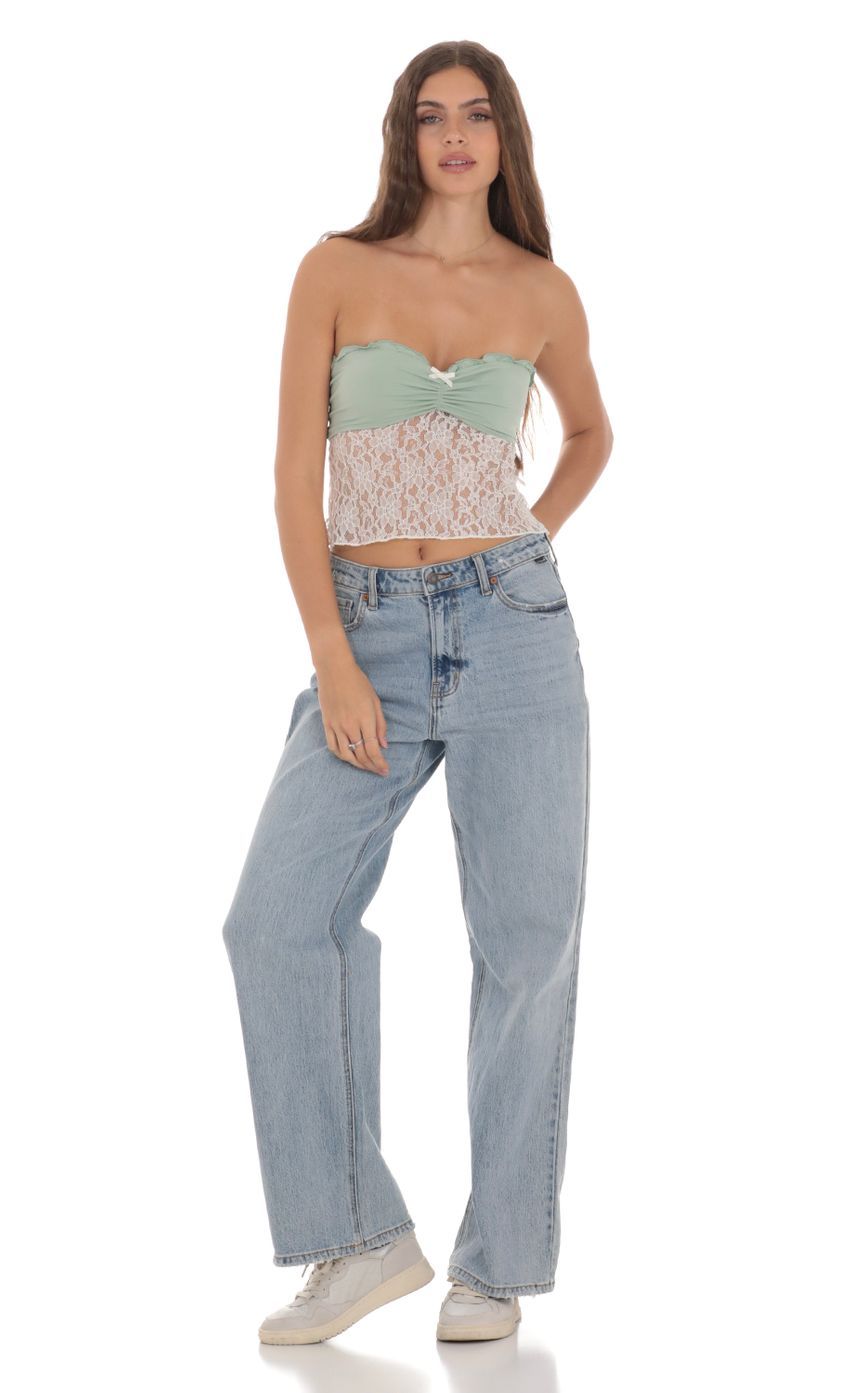 Strapless Lace Top in Sage-Sunny Prom. All rights reserved.