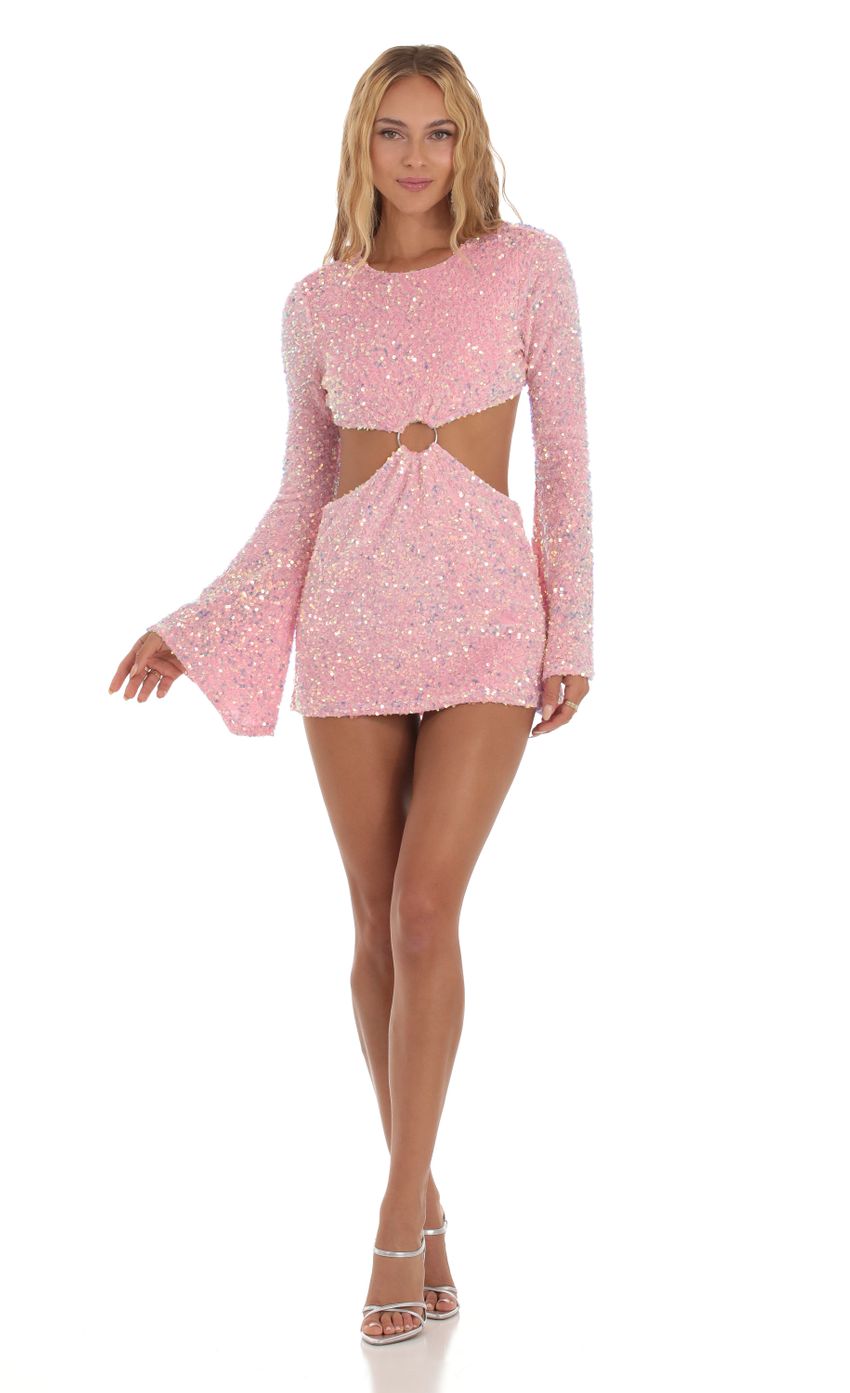 Velvet Sequin Cutout Dress in Pink-Sunny Prom. All rights reserved.