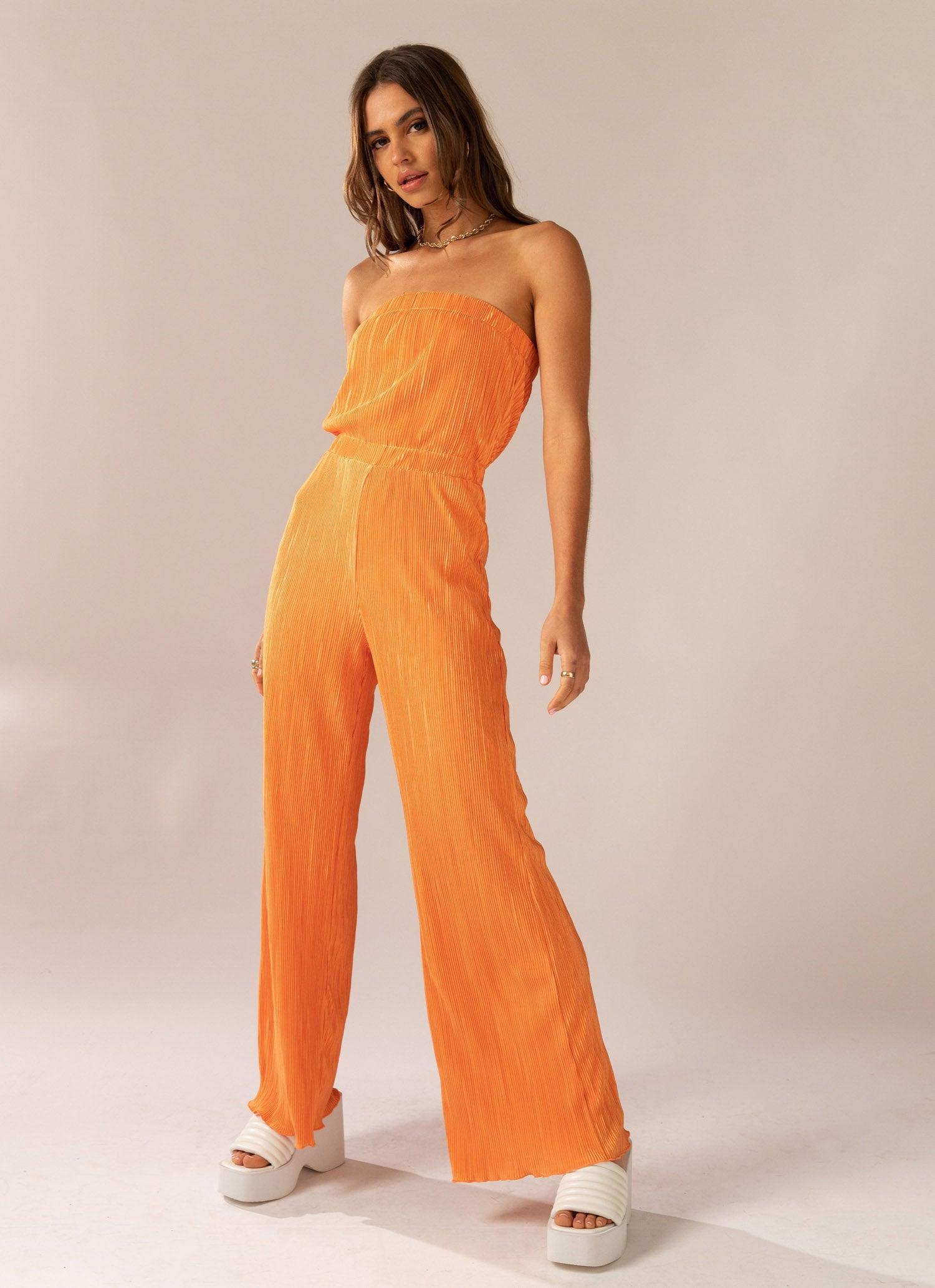 Doing The Most Plisse Jumpsuit - Tangerine-Sunny Prom. All rights reserved.