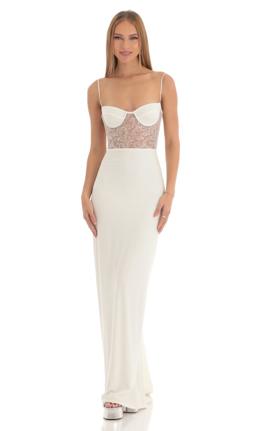Shimmer Maxi Dress in White-Sunny Prom. All rights reserved.