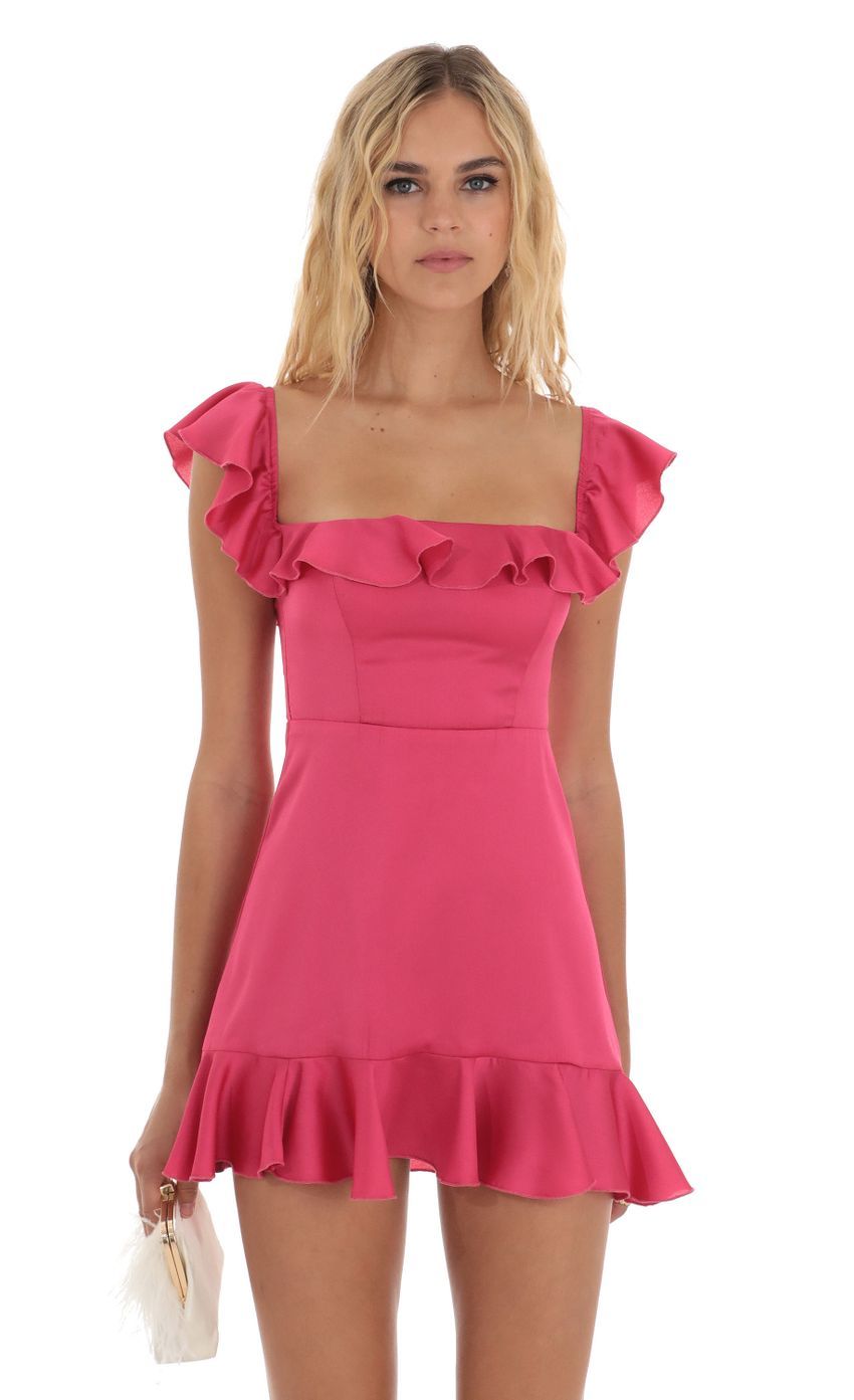 Ruffle Mini Dress in Magenta-Sunny Prom. All rights reserved.