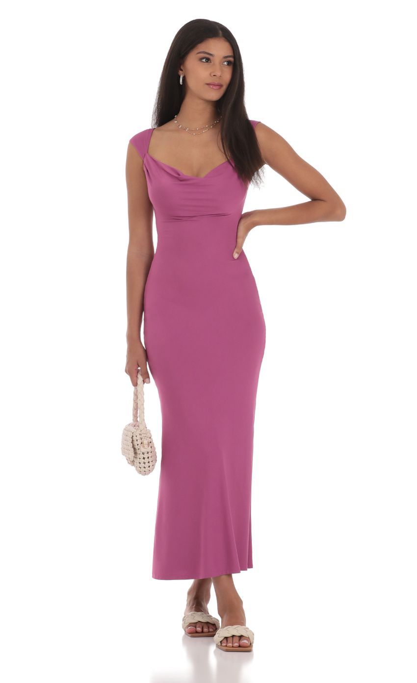 Strappy Cowl Neck Maxi Dress in Magenta-Sunny Prom. All rights reserved.