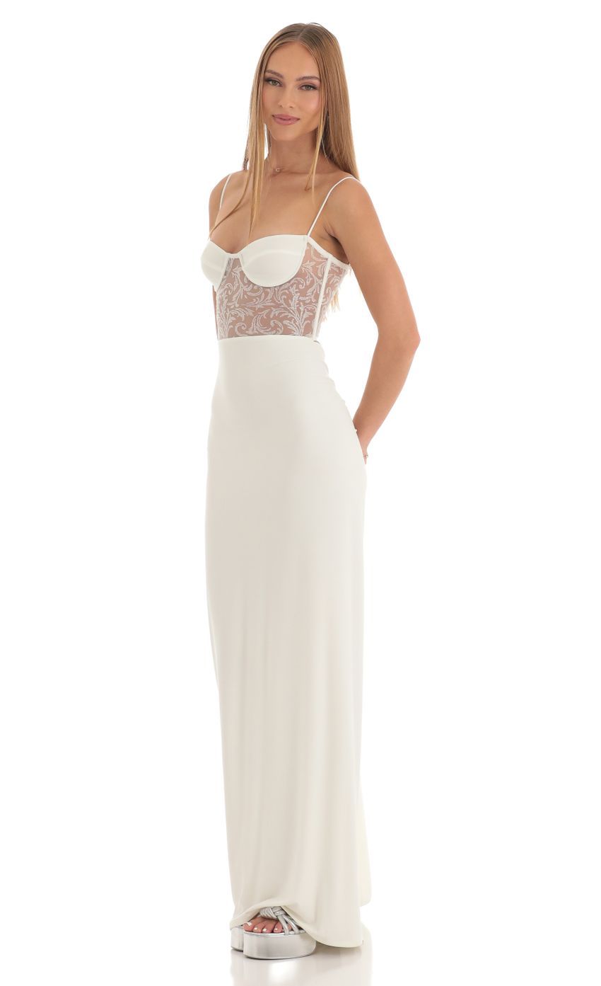 Shimmer Maxi Dress in White-Sunny Prom. All rights reserved.