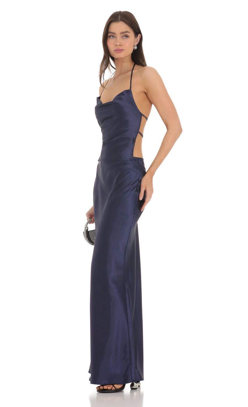Satin Slip Two Piece Set in Navy-Sunny Prom. All rights reserved.