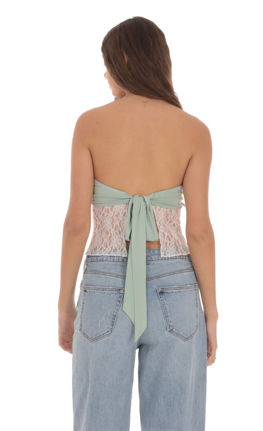 Strapless Lace Top in Sage-Sunny Prom. All rights reserved.