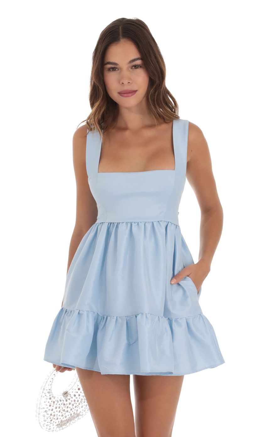 Square Neckline Dress in Blue-Sunny Prom. All rights reserved.