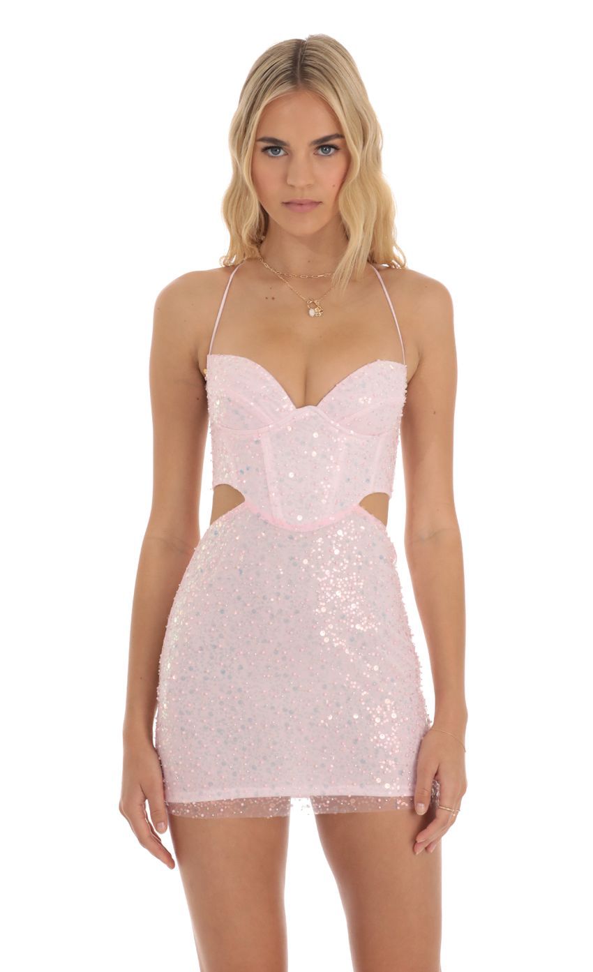 Sequin Corset Dress in Pink-Sunny Prom. All rights reserved.
