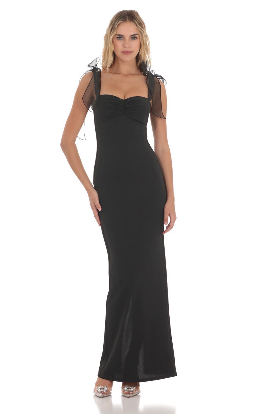 Shoulder Ties Maxi Dress in Black-Sunny Prom. All rights reserved.