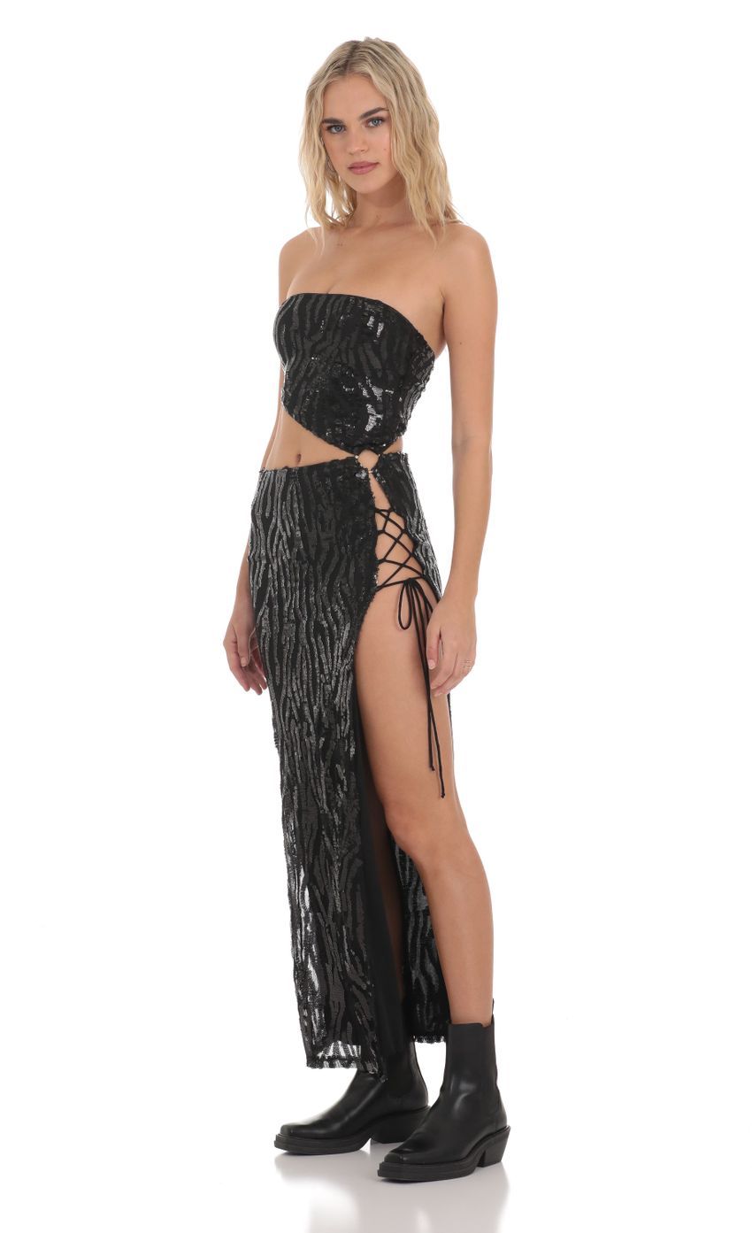 Strapless Sequin Cutout Maxi Dress in Black-Sunny Prom. All rights reserved.