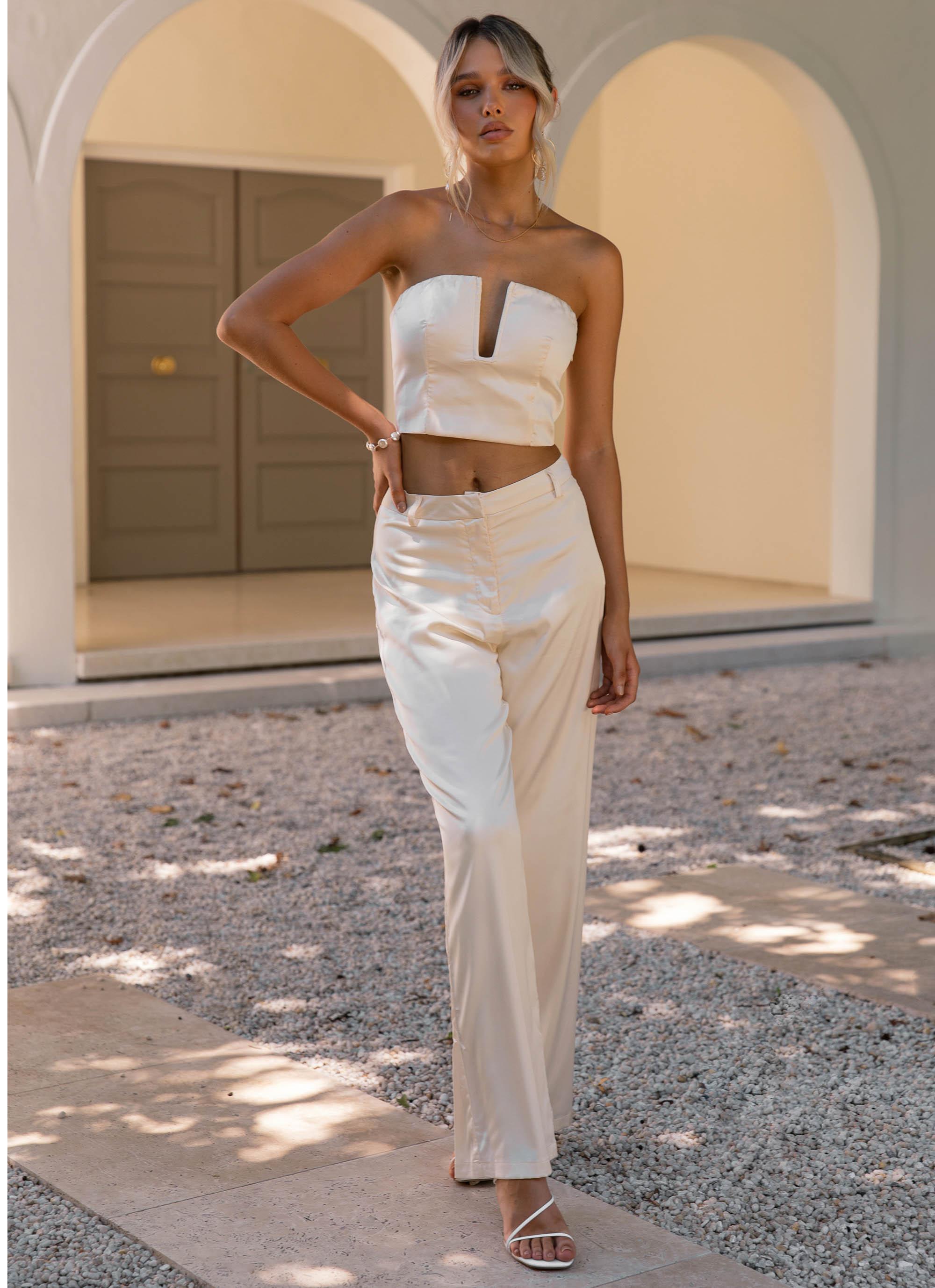 The Real Thing Satin Pants - Pearl-Sunny Prom. All rights reserved.
