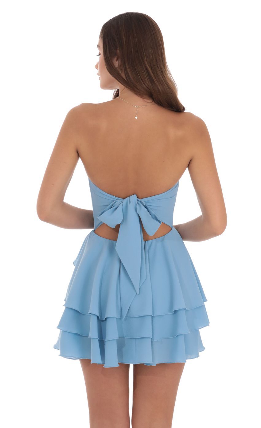 Strapless Asymmetrical Dress in Sky Blue-Sunny Prom. All rights reserved.