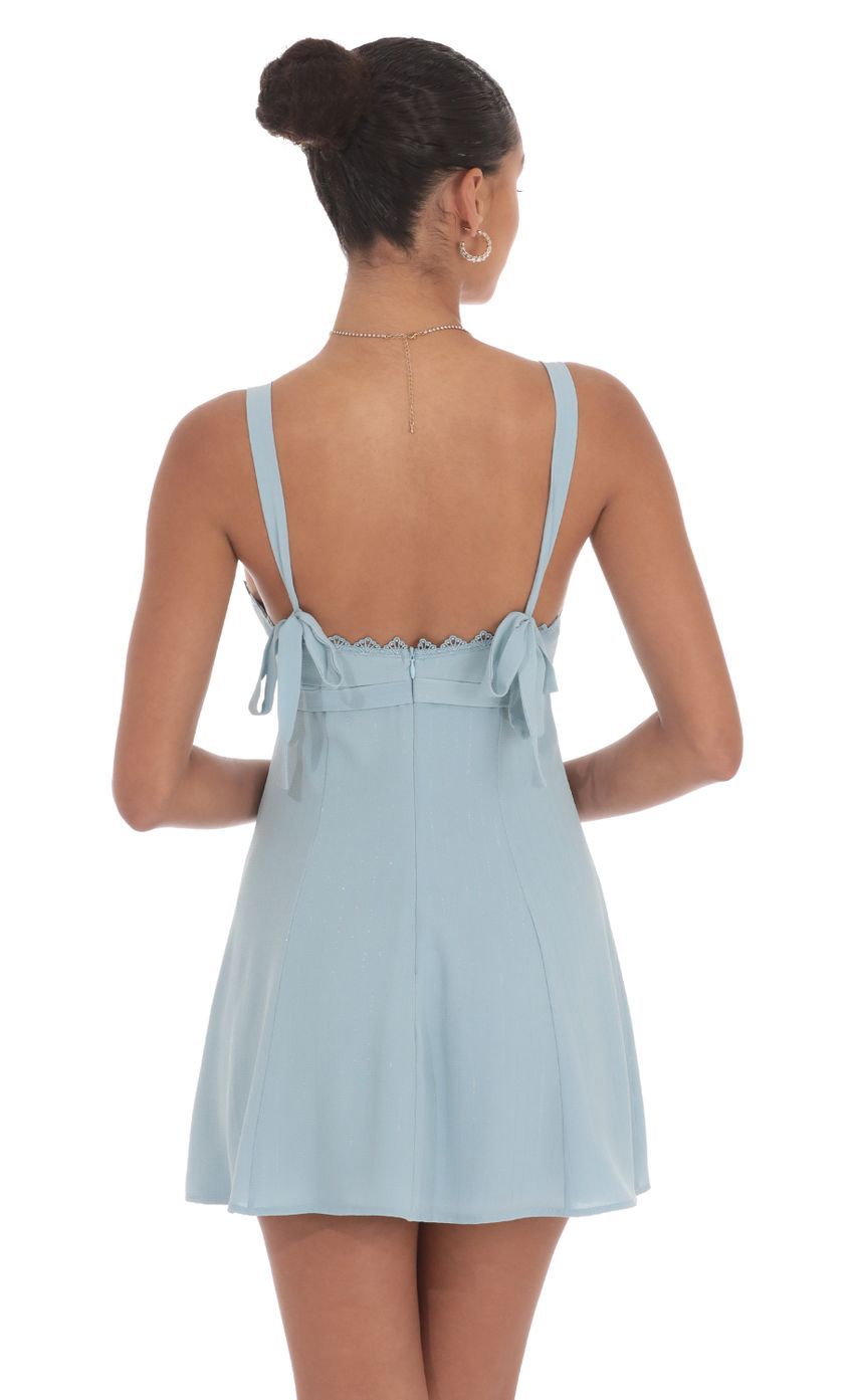 Shimmer Ribbon Embroidered Trim Dress in Blue-Sunny Prom. All rights reserved.