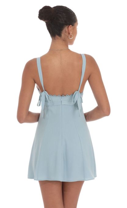 Shimmer Ribbon Embroidered Trim Dress in Blue-Sunny Prom. All rights reserved.